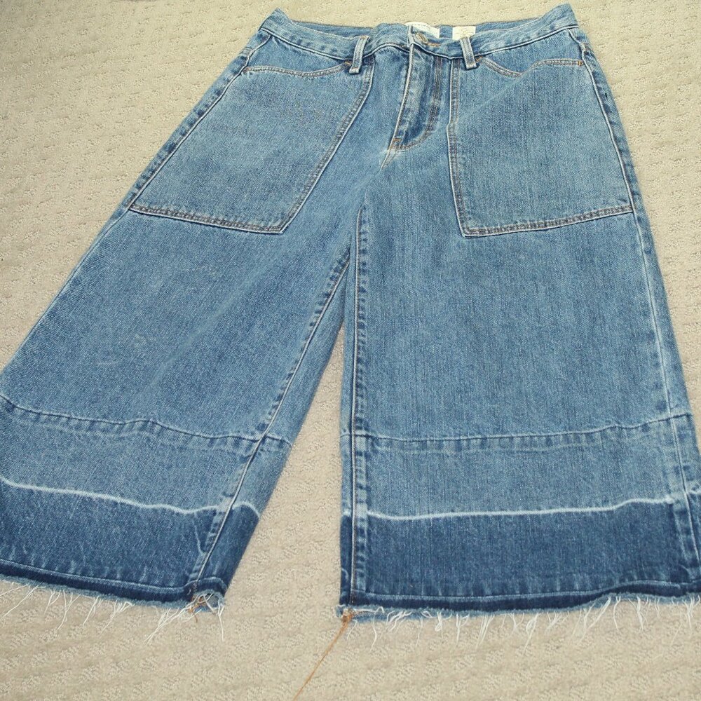 Zara Woman Size 28 Wide Leg Cropped Let Out Hem